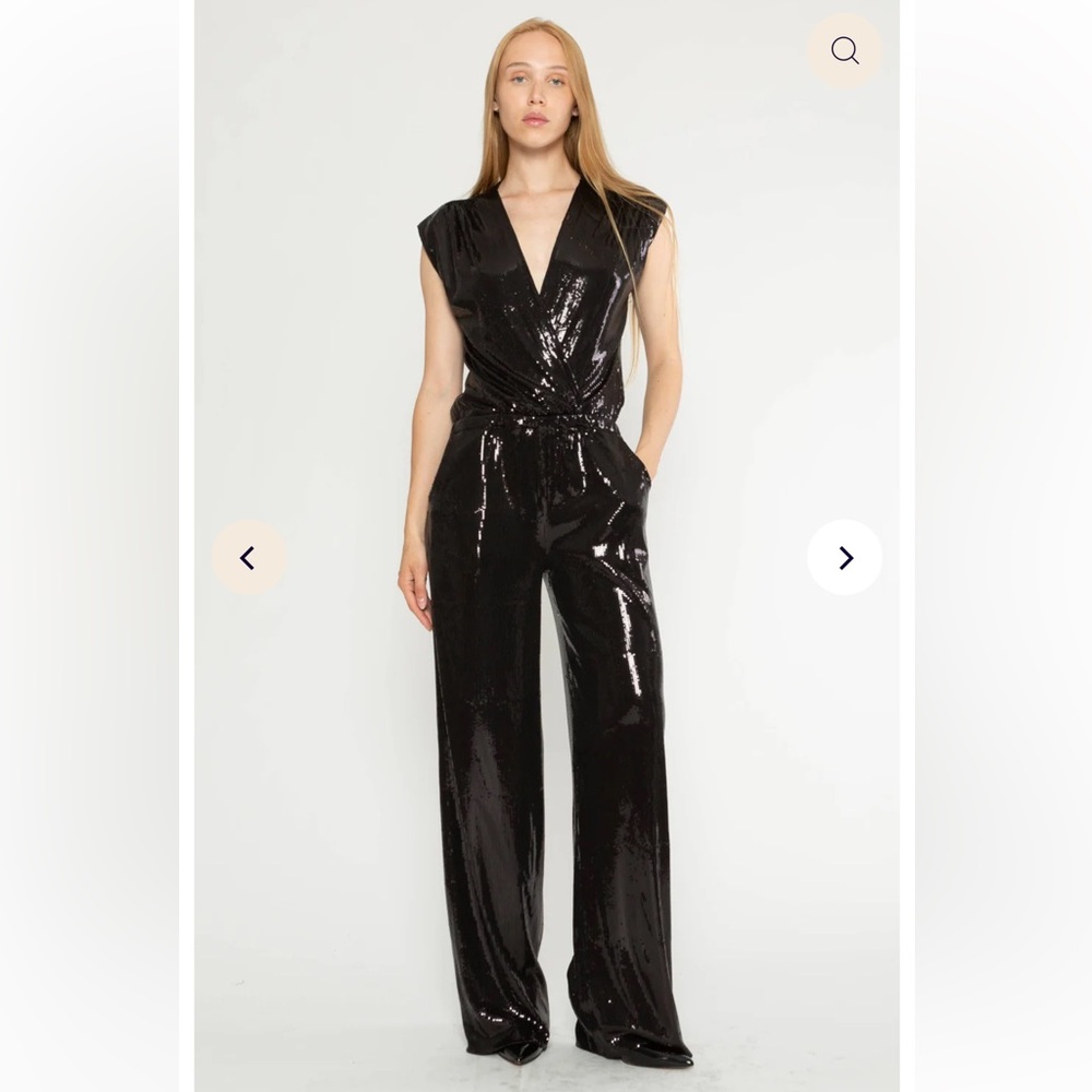 Riley Radar Black Sequin Classic Jumpsuit, SZ 1, petite